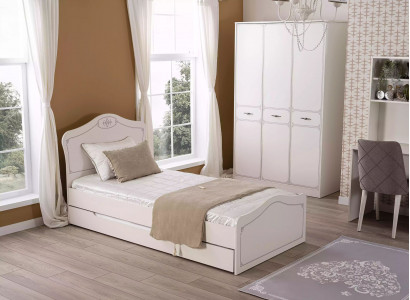 Pull-out Functional Bed Children's Bed Frame White Wood Beds